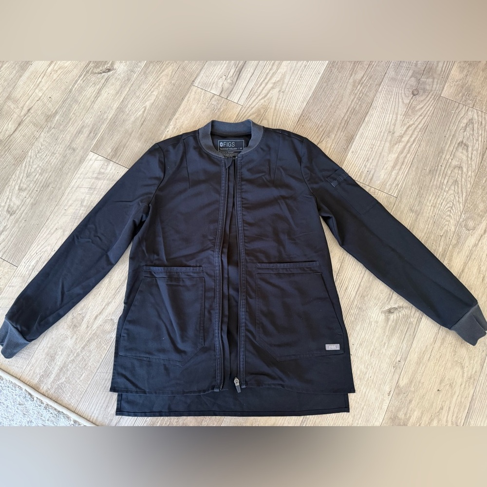 Figs Black Lightweight Shirt Jacket XS scrubs
